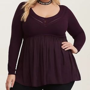 Torrid Purple Babydoll Challis sweater 4x